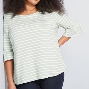 ModCloth | Spiffed Up Saturday Striped Pullover 1X